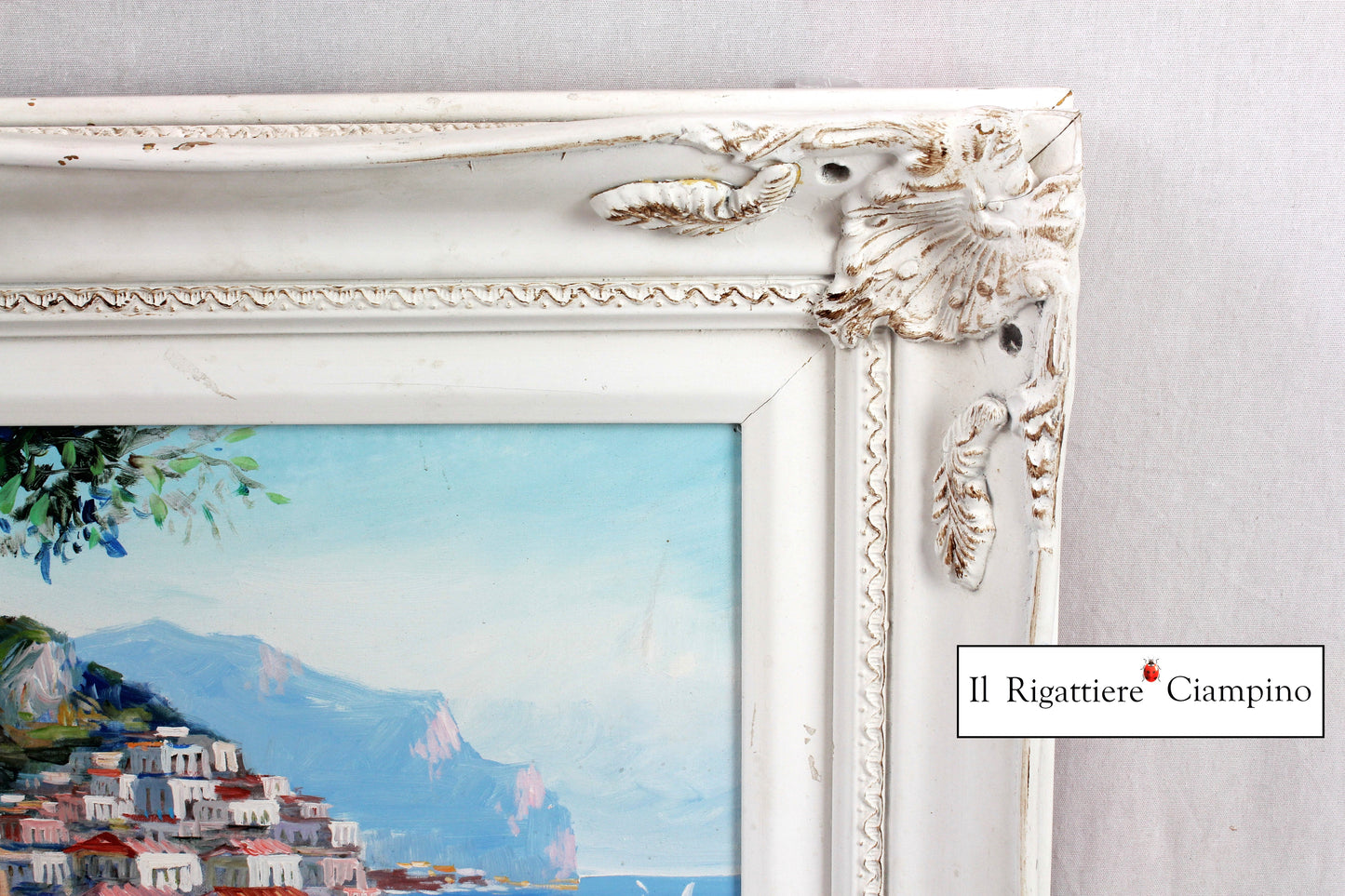 Quadro "Tratti della Costiera Amalfitana" cornice bianca