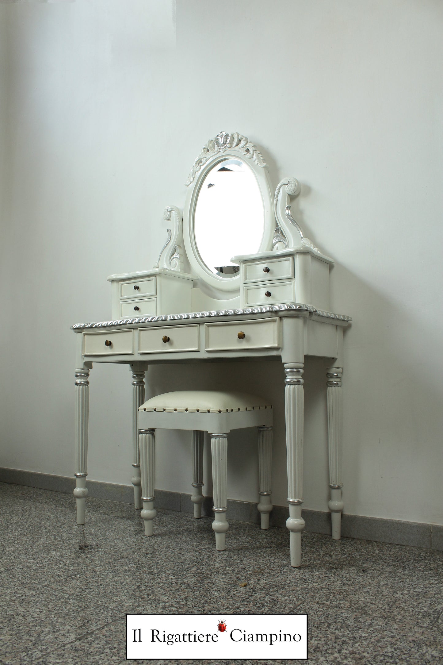 Toletta in stile inglese, legno mogano, bianca o marrone