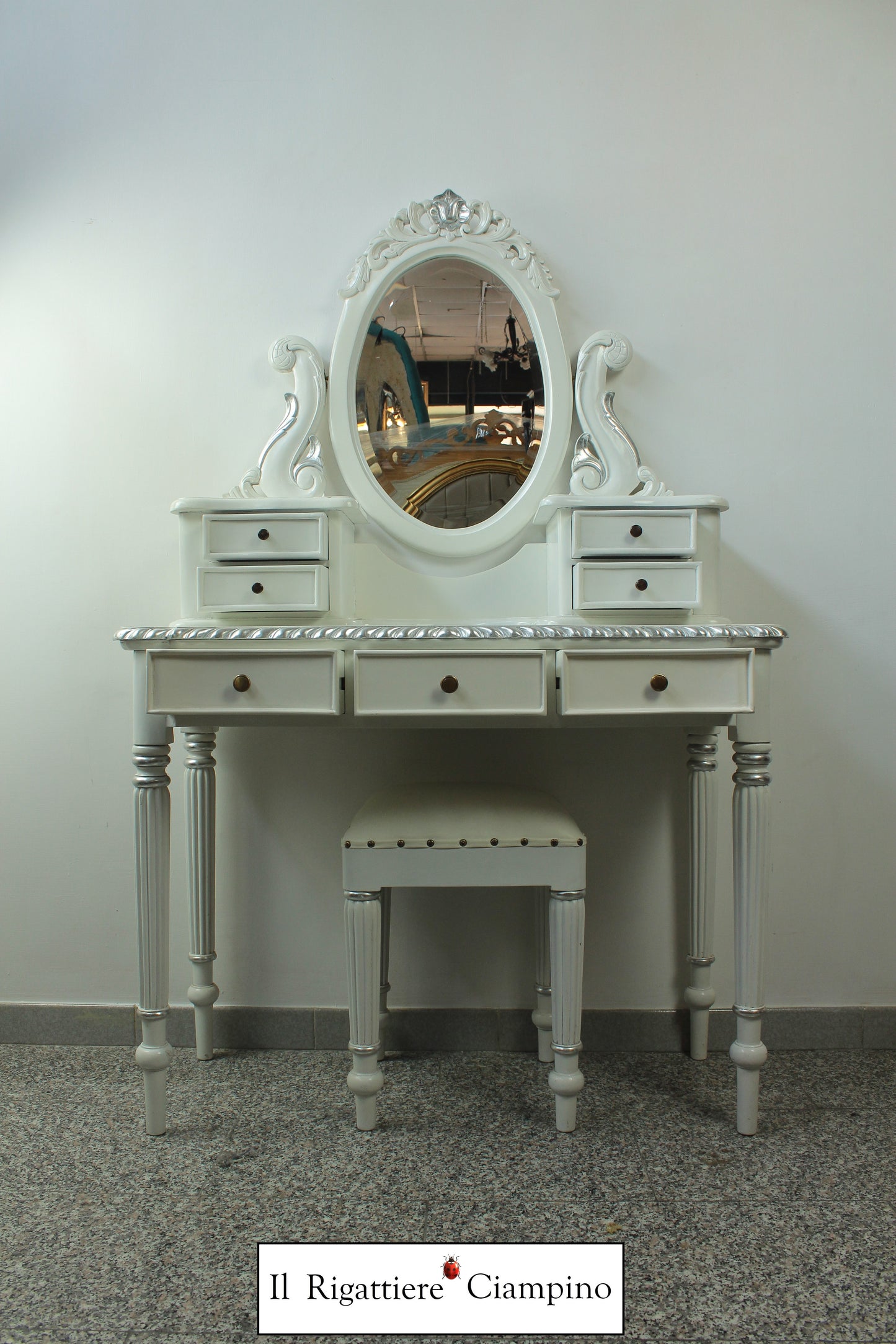 Toletta in stile inglese, legno mogano, bianca o marrone