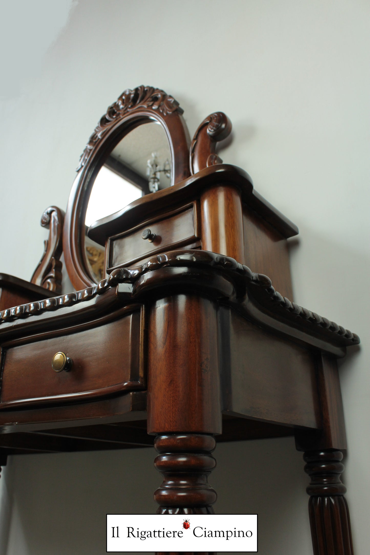 Toletta in stile inglese, legno mogano, bianca o marrone