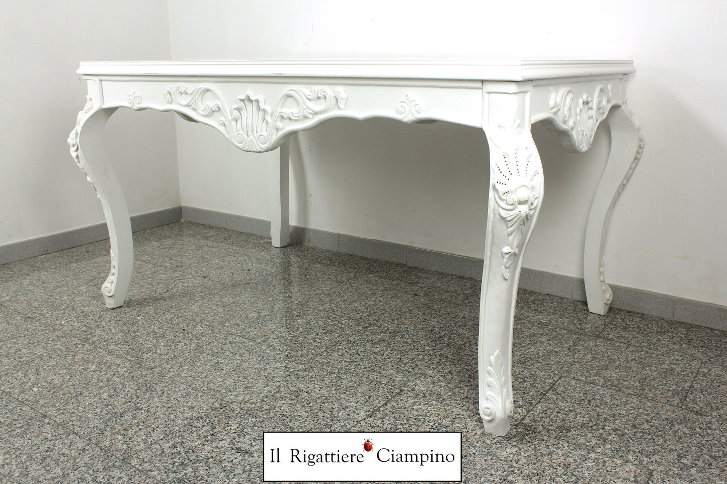 Tavolo bianco in stile barocco 6 posti
