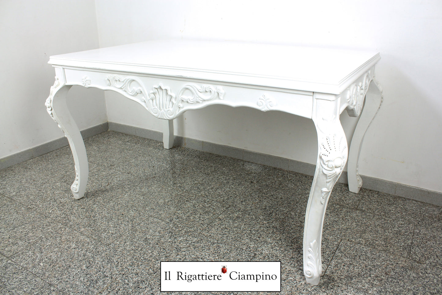 Tavolo bianco in stile barocco 6 posti