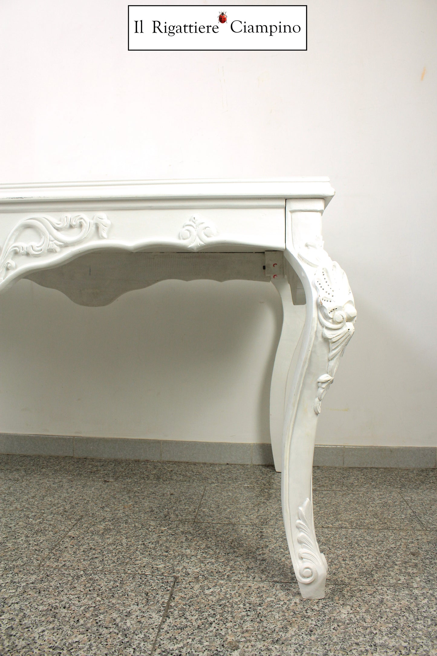 Tavolo bianco in stile barocco 6 posti