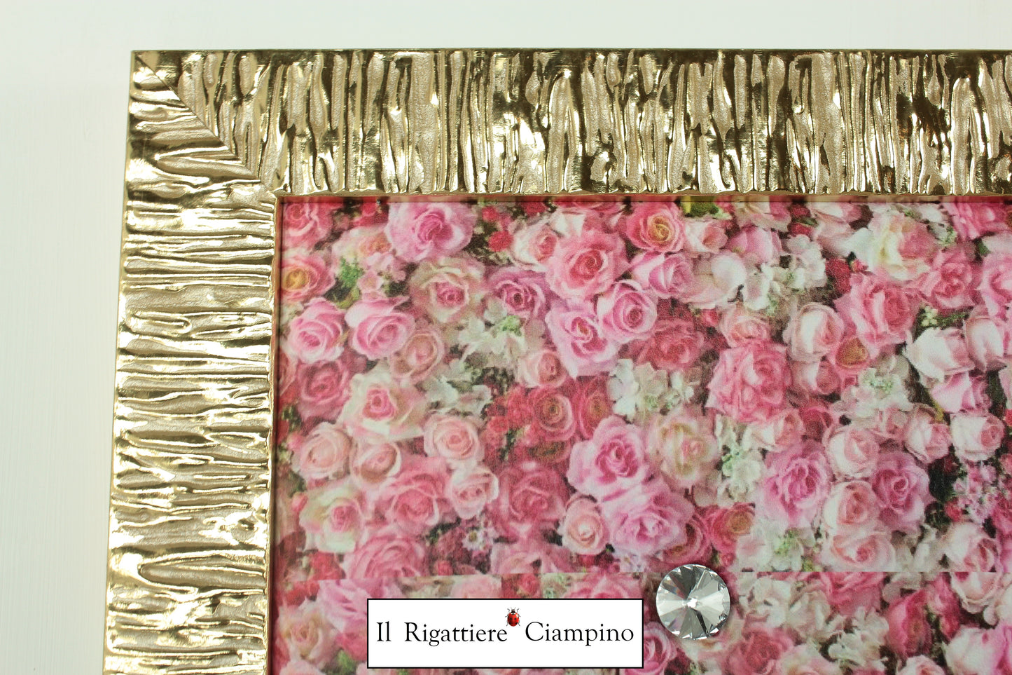 Appendi abiti da muro ecopelle fiori e cornice oro 2 ganci