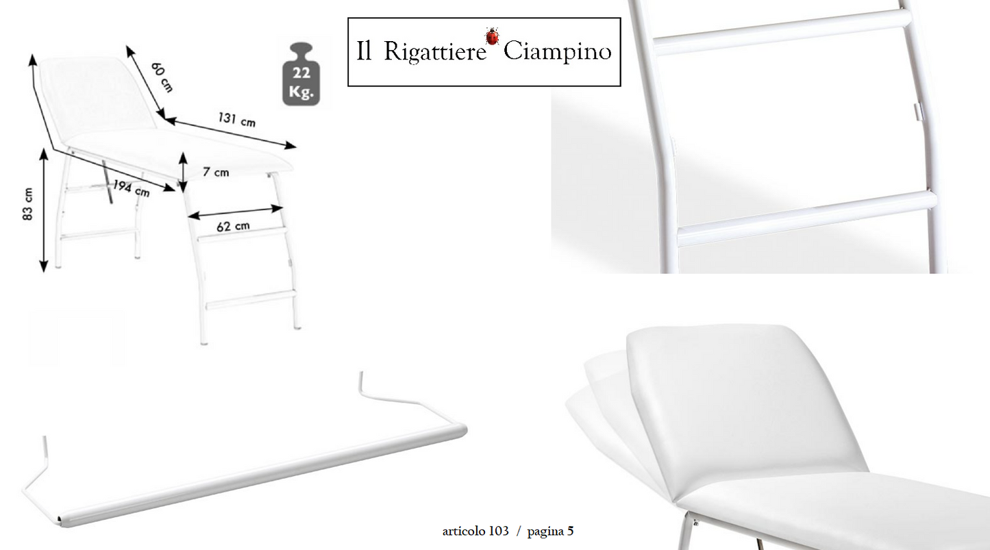 Lettino estetista professionale 2 zone con testata regolabile