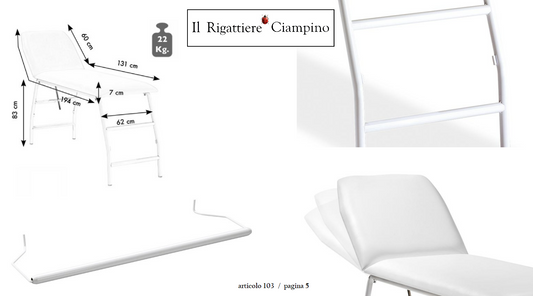 Lettino estetista professionale 2 zone con testata regolabile