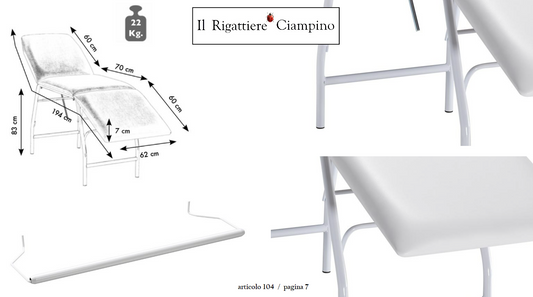 Lettino professionale 3 zone con struttura in acciaio