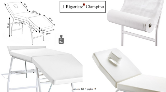 Lettino massaggi 3 zone con tappo per foro viso estraibile con fermi