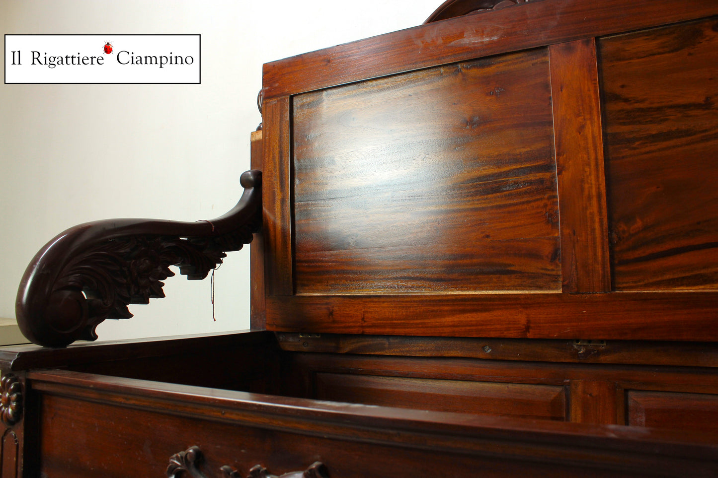 Cassapanca in legno mogano massello stile Francese