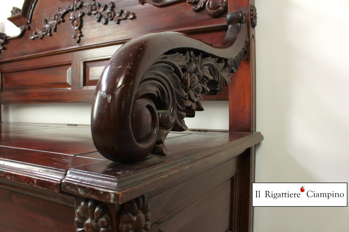 Cassapanca in legno mogano massello stile Francese
