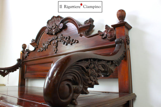 Cassapanca in legno mogano massello stile Francese