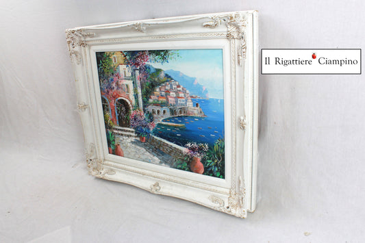 Quadro "Tratti della Costiera Amalfitana" cornice bianca