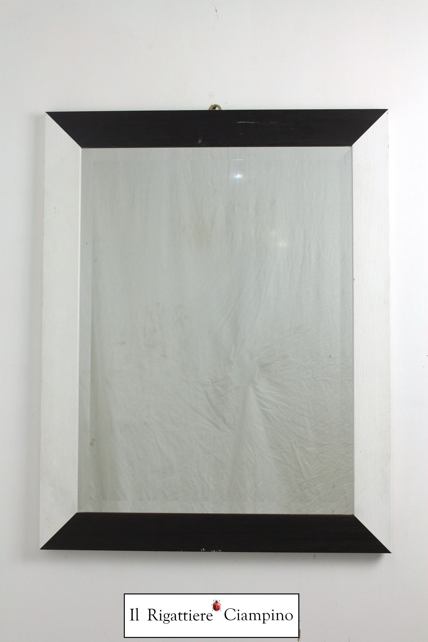Specchio molato con cornice legno bianca e nera 75 x 95