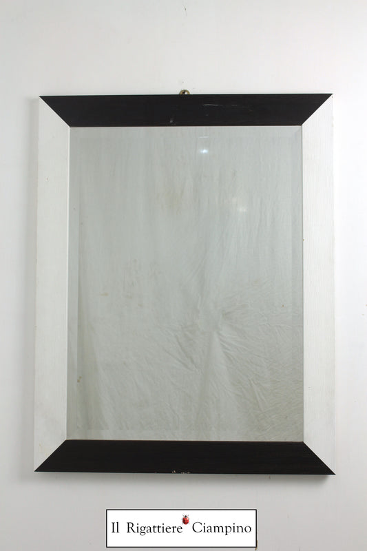 Specchio molato con cornice legno bianca e nera 75 x 95