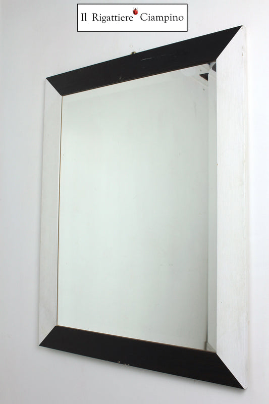 Specchio molato con cornice legno bianca e nera 75 x 95
