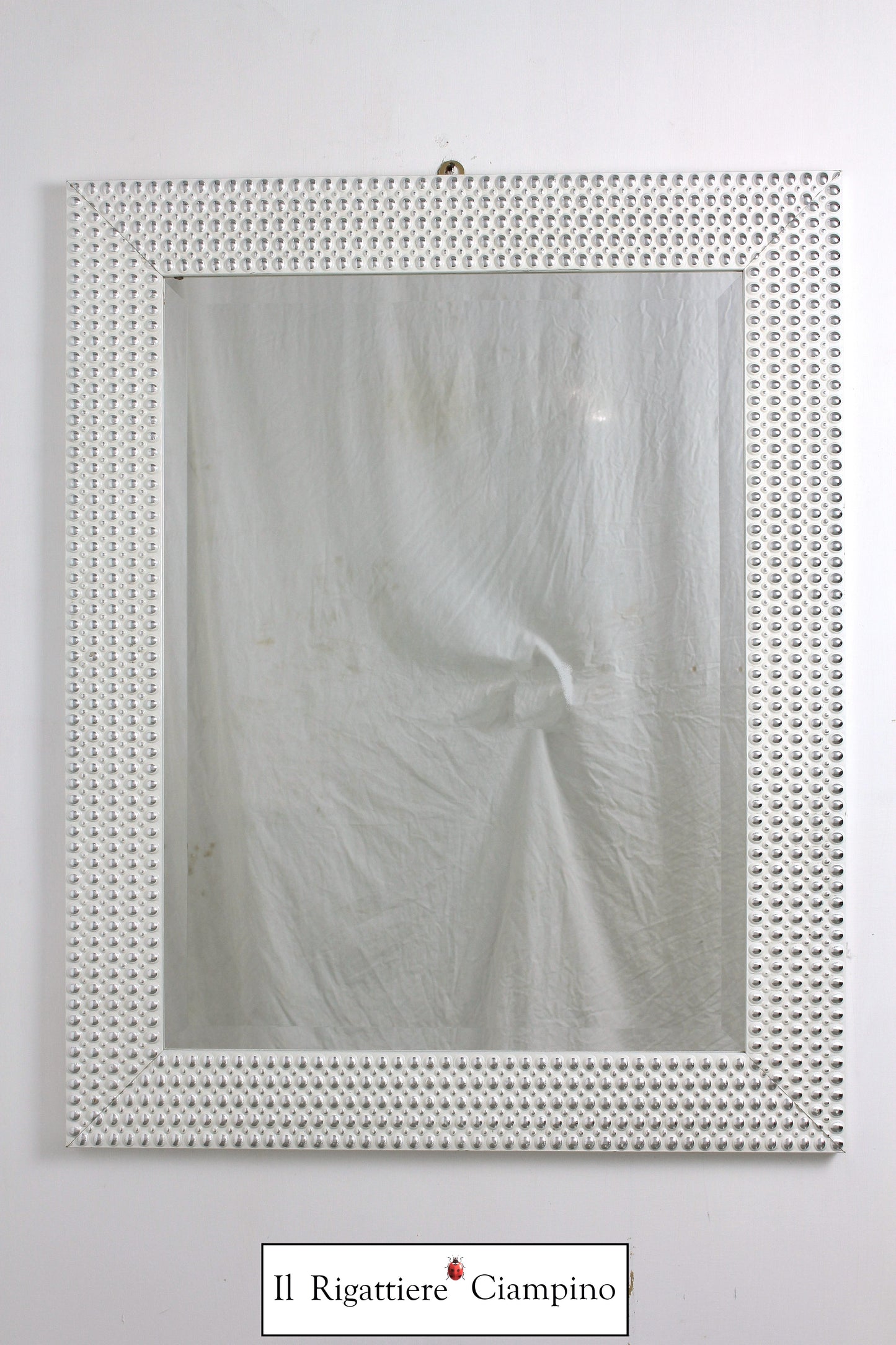 Specchio molato con cornice bianca a pois 79 x 100