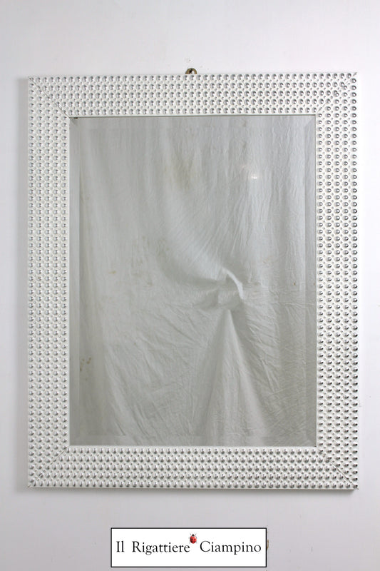 Specchio molato con cornice bianca a pois 79 x 100