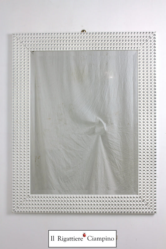 Specchio molato con cornice bianca a pois 79 x 100