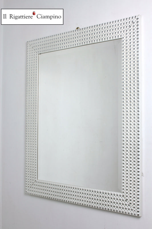 Specchio molato con cornice bianca a pois 79 x 100