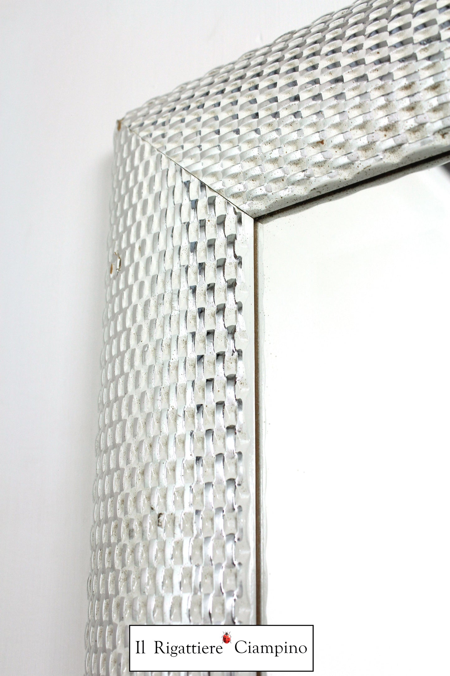Specchio molato cornice moderna argento e bianca 75 x 95