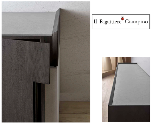 Credenza modello New York finitura cemento e legno di rovere