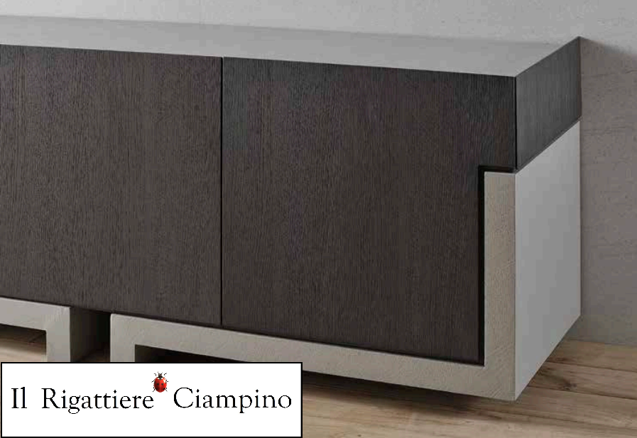 Credenza modello New York finitura cemento e legno di rovere