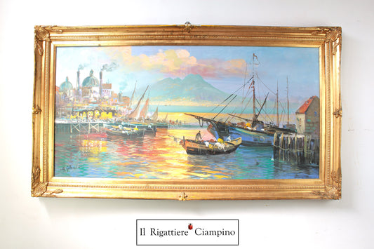 Quadro d'autore Gallucci "Paesaggio portuense Napoli"