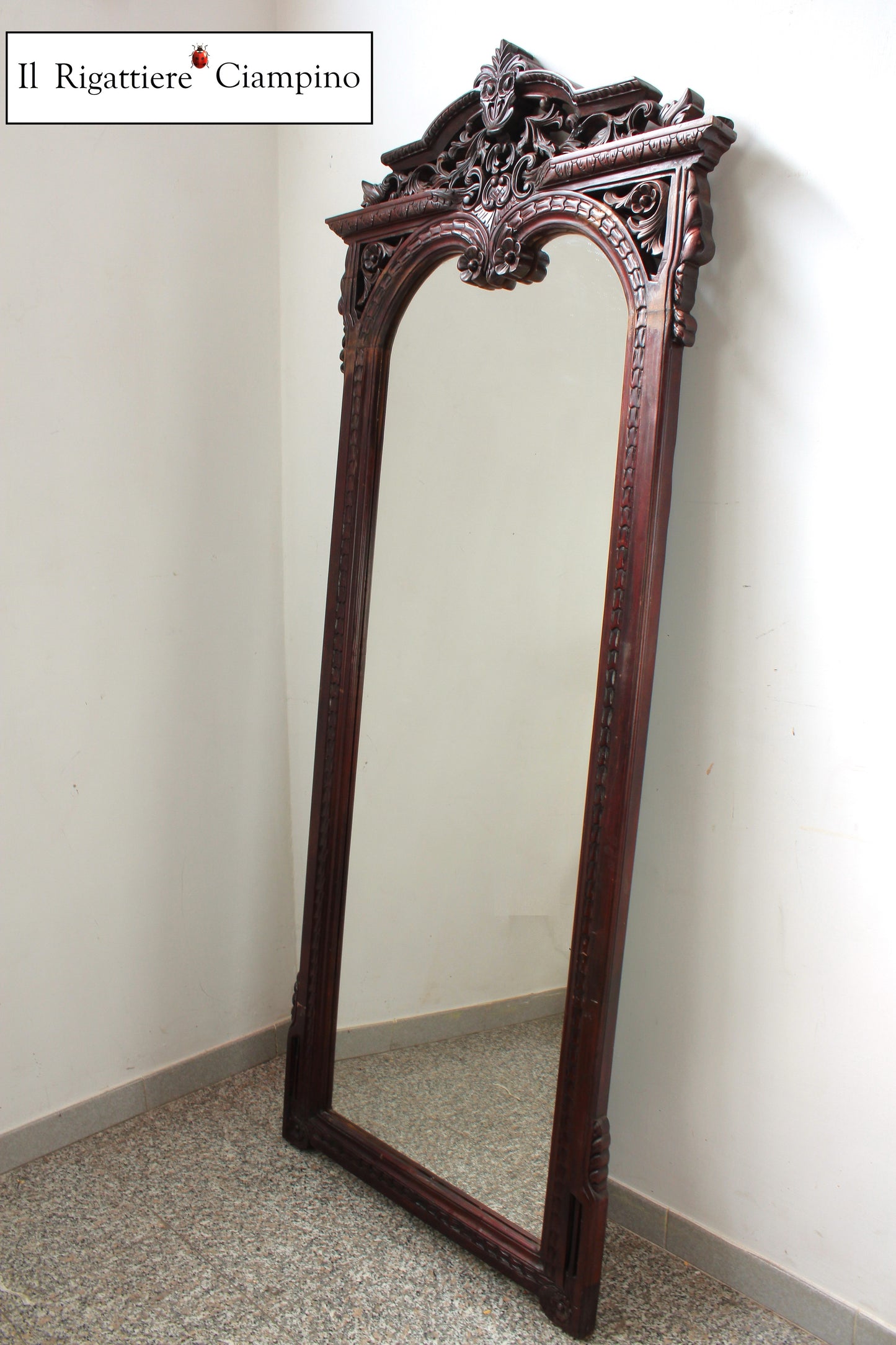 Specchio da ingresso in legno mogano