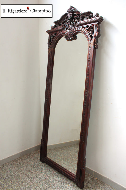 Specchio da ingresso in legno mogano