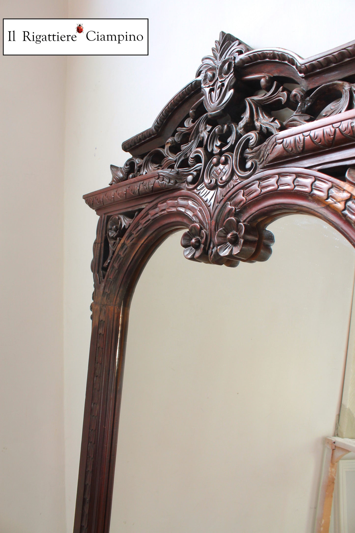 Specchio da ingresso in legno mogano
