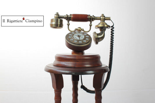 Colonnina con telefono in legno massello, con cassetto