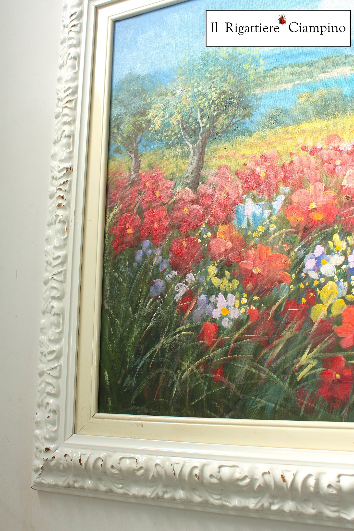 Quadro d'autore Savino "Paesaggio pianeggiante con campo di fiori"