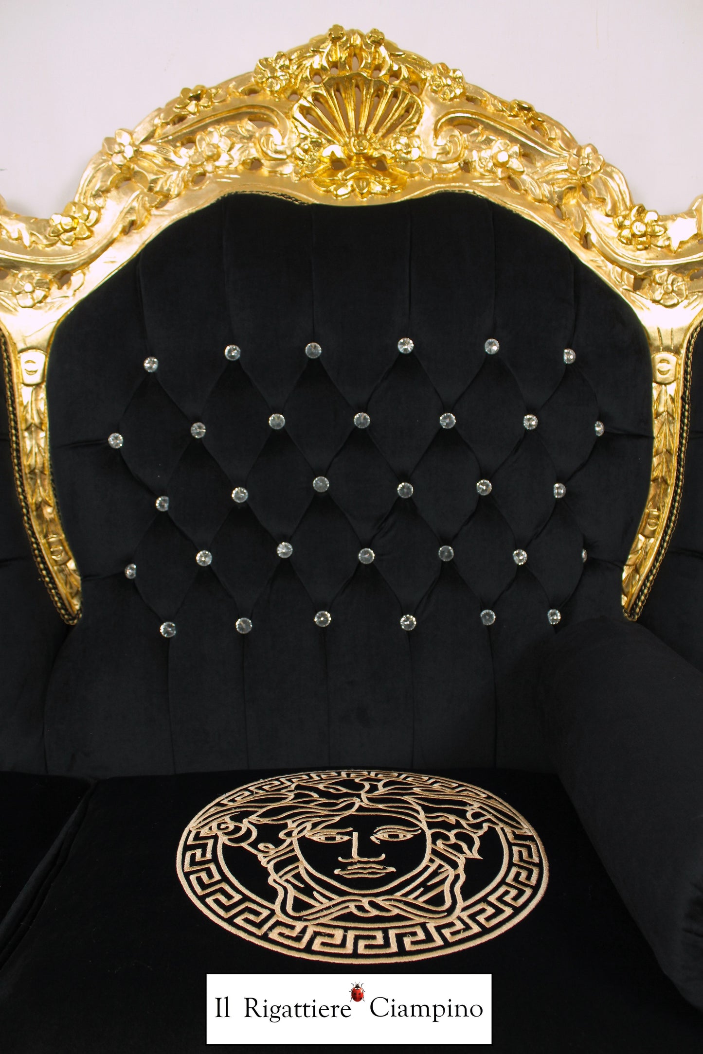 Salotto completo in stile Barocco Versace oro e velluto nero con Medusa