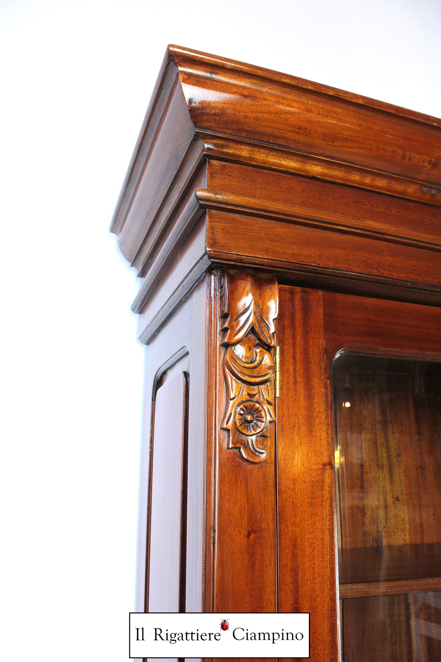Vetrina Bookcase in legno mogano massello