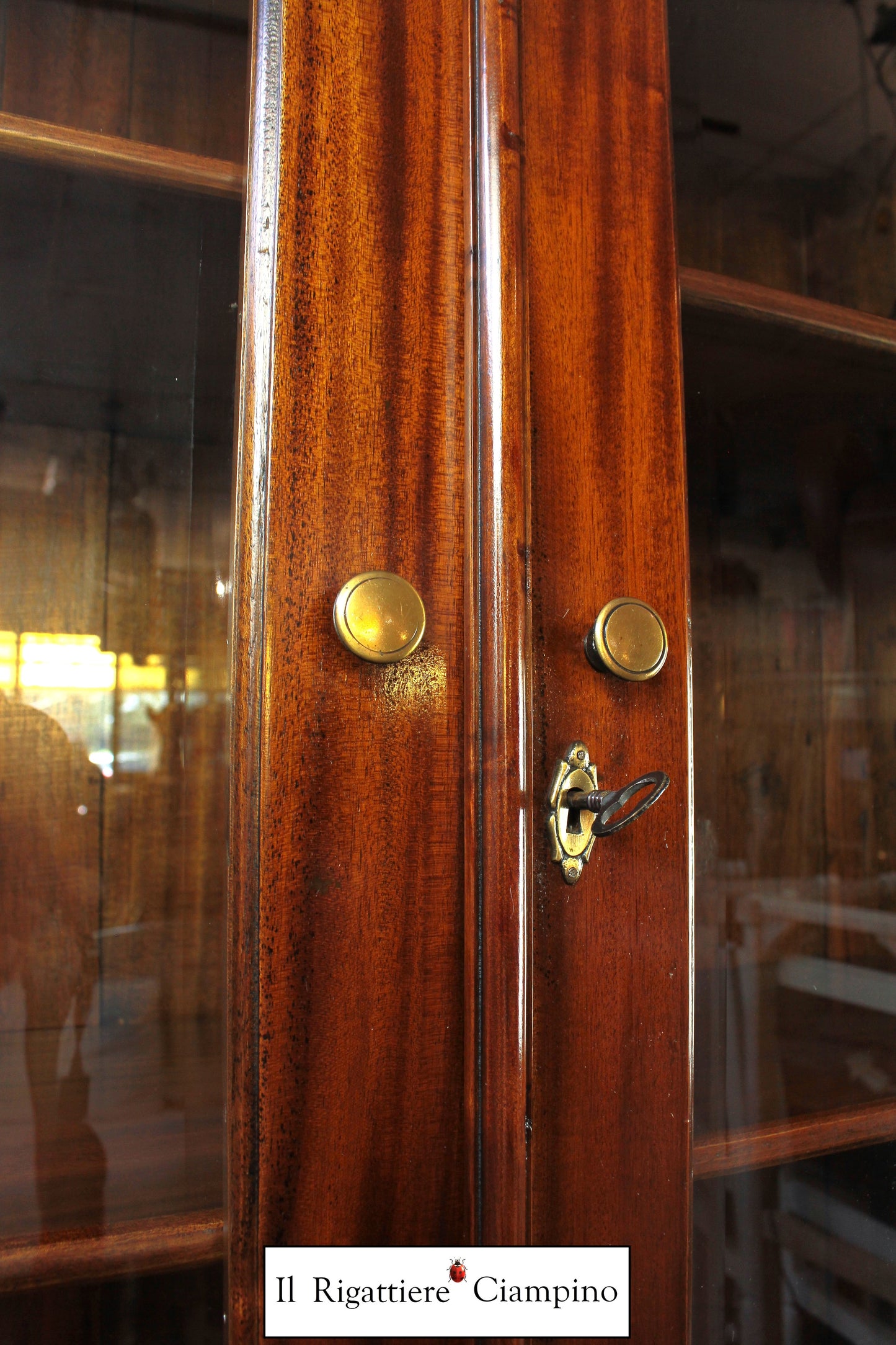 Vetrina Bookcase in legno mogano massello