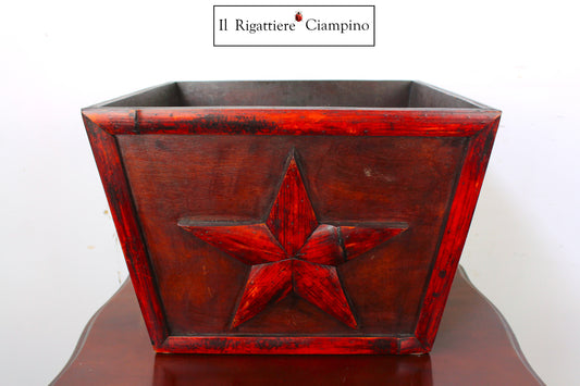 Porta vaso in legno con stella
