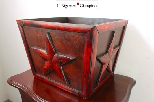 Porta vaso in legno con stella