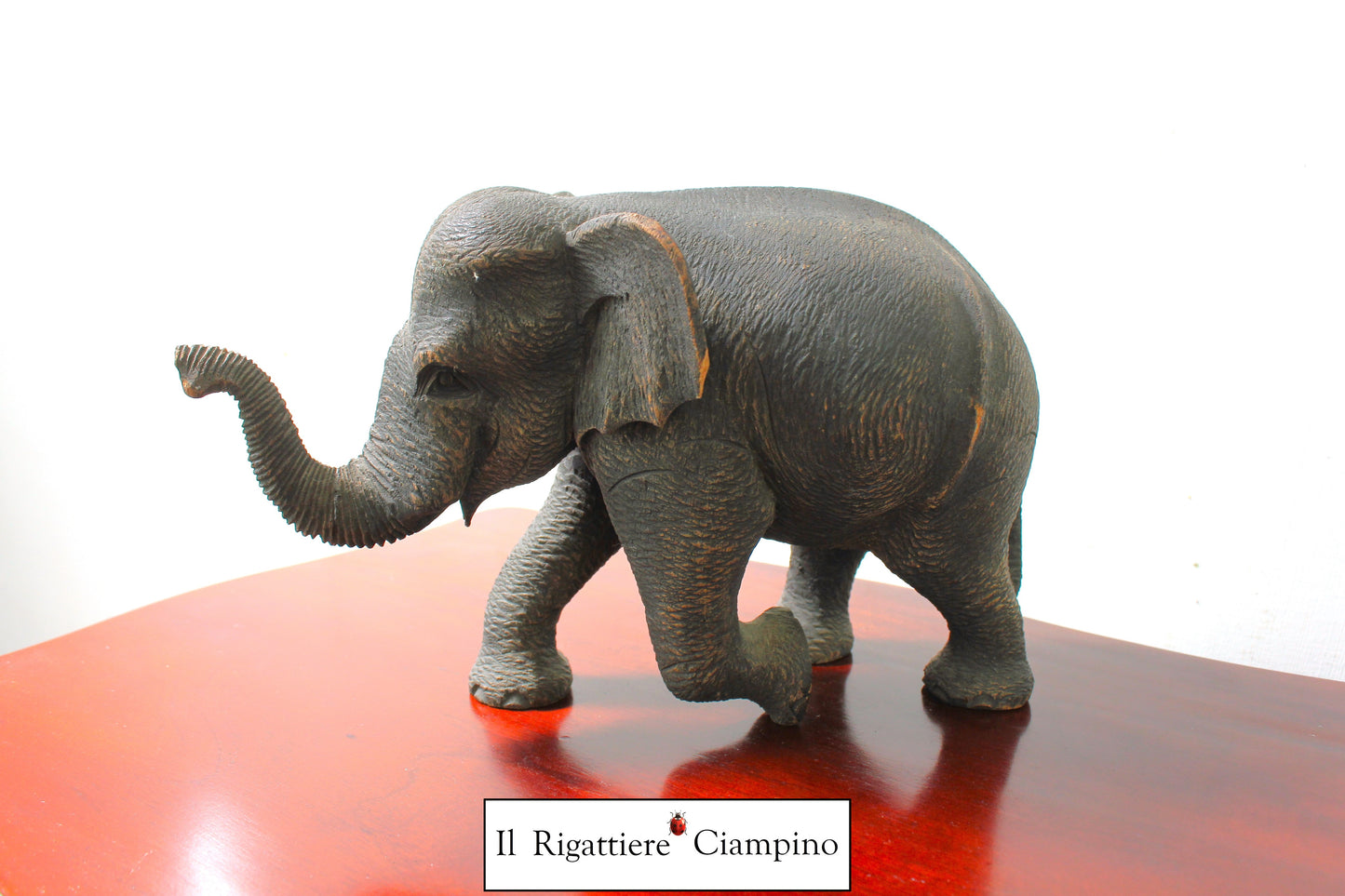 Statuina elefante portafortuna in legno