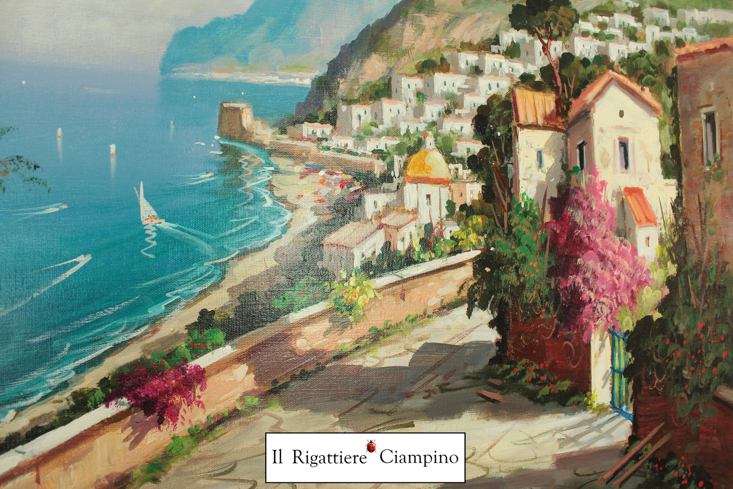 Quadro d'autore Tozzi "paesaggio marittimo campano"