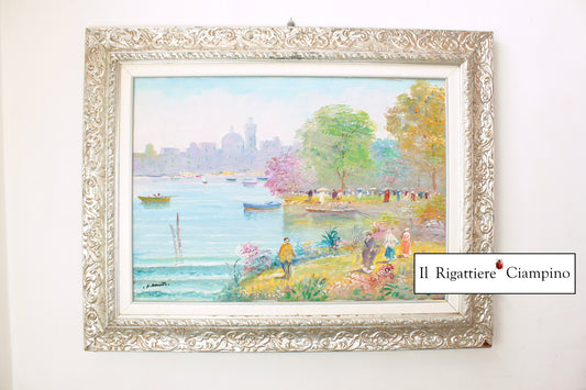 Quadro d'autore "paesaggio lacustre"