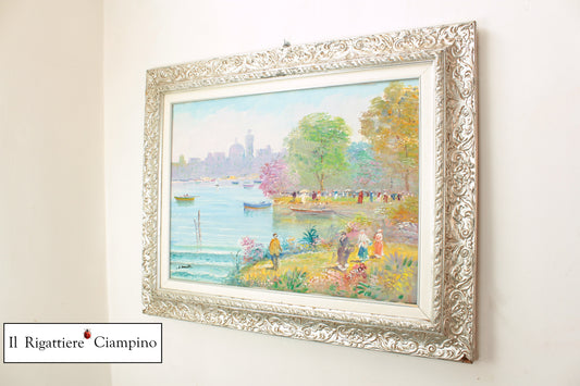 Quadro d'autore "paesaggio lacustre"