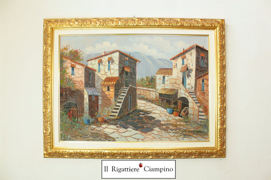 Quadro d'autore Liguori "paesaggio paese"