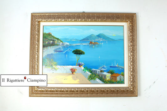 Quadro d'autore Zuccardelli "Paesaggio marittimo campano, vista da terrazzo"