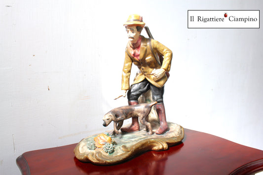 Statua in ceramica di Capodimonte "Uomo con cane"