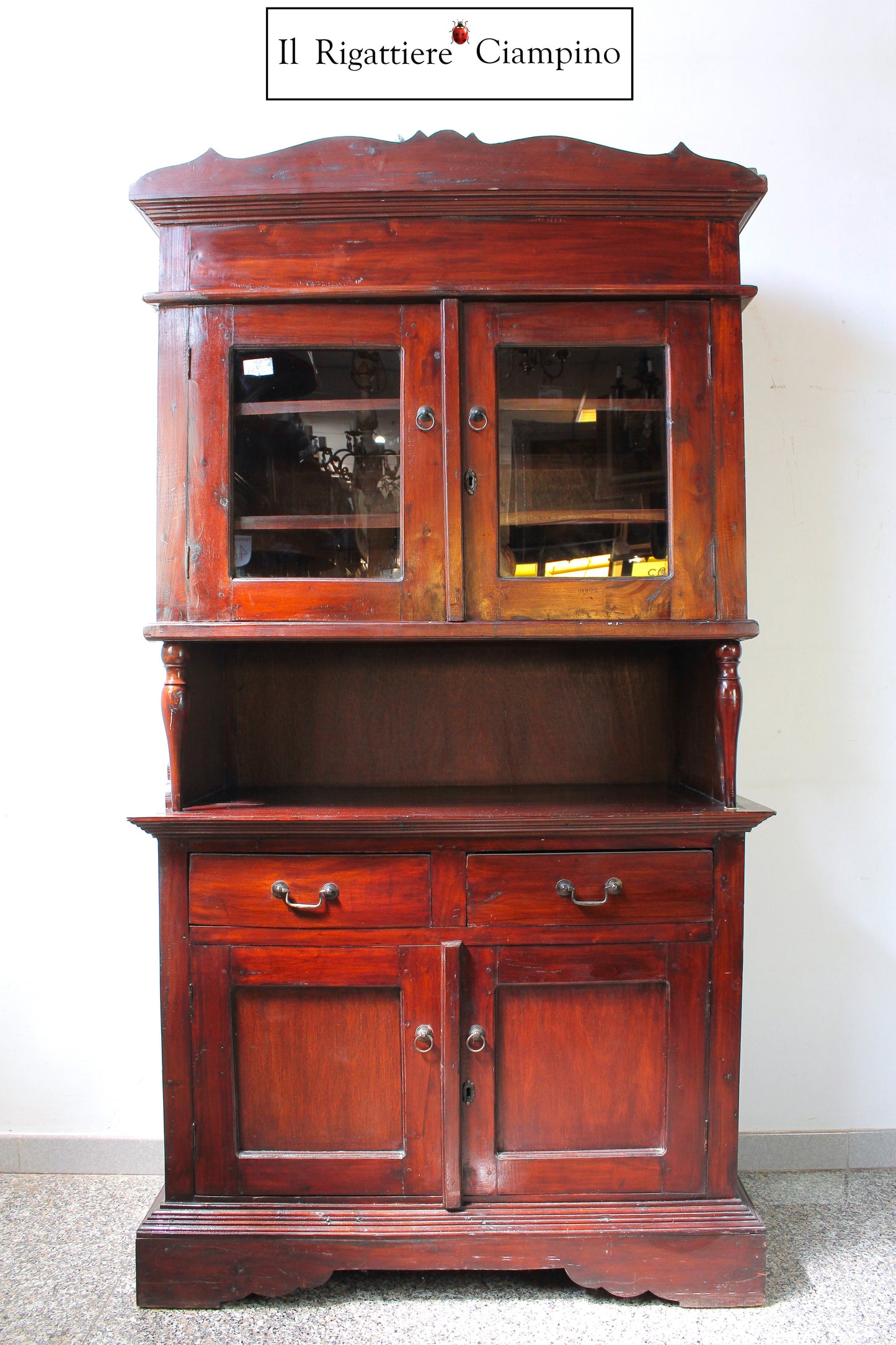 Vetrina bookcase rustica in legno