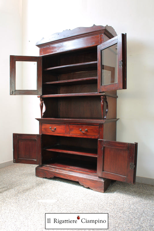 Vetrina bookcase rustica in legno