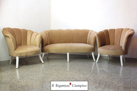 Salotto Grande Perla in velluto Beige