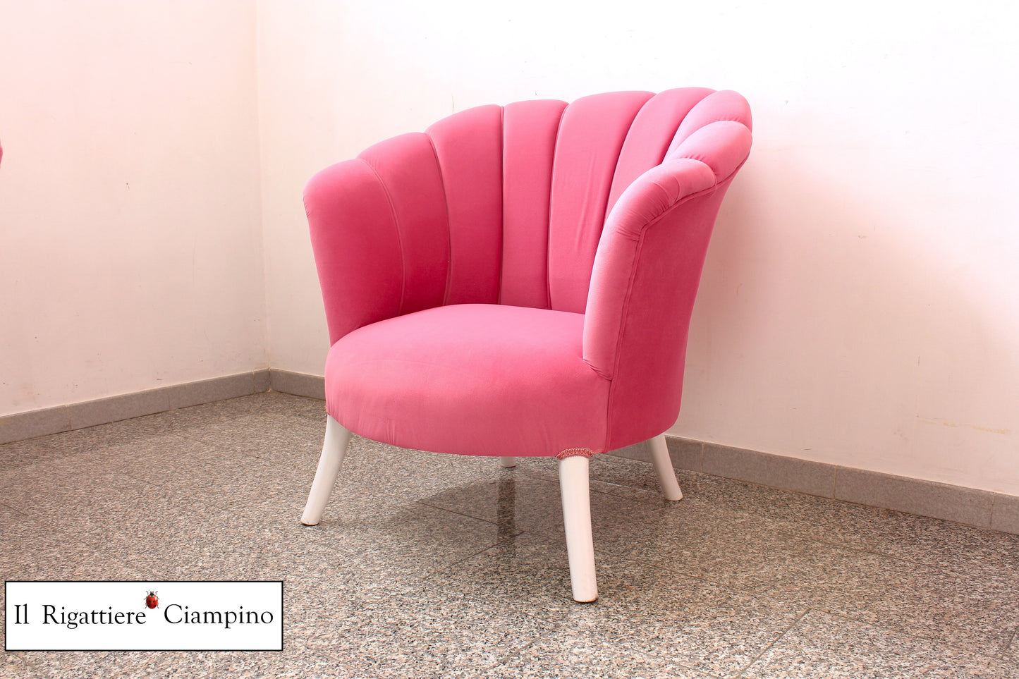 Salotto Grande Perla in velluto rosa