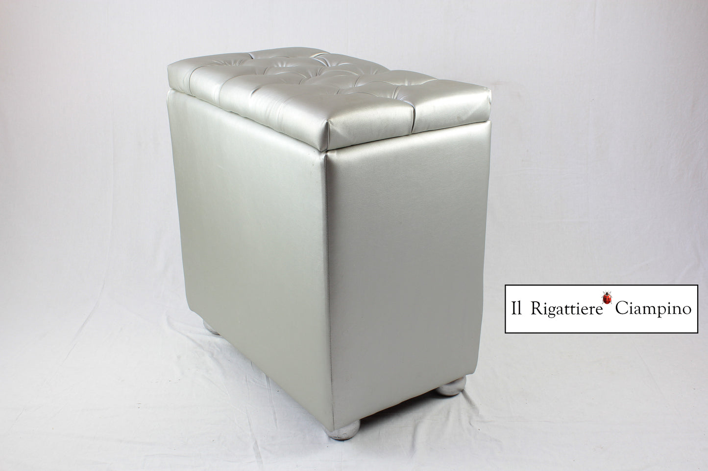 Box Contenitore porta oggetti in ecopelle argento