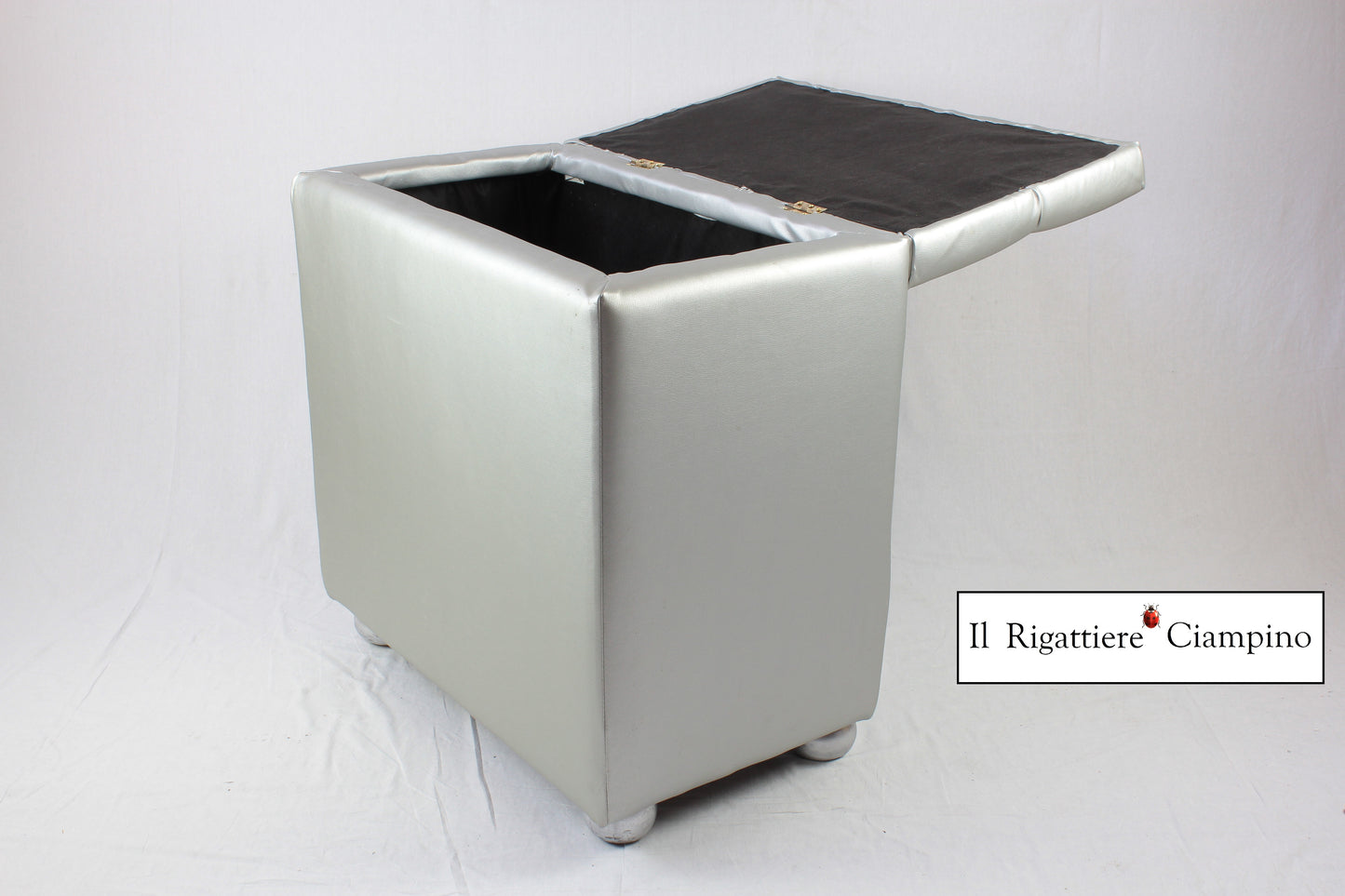 Box Contenitore porta oggetti in ecopelle argento